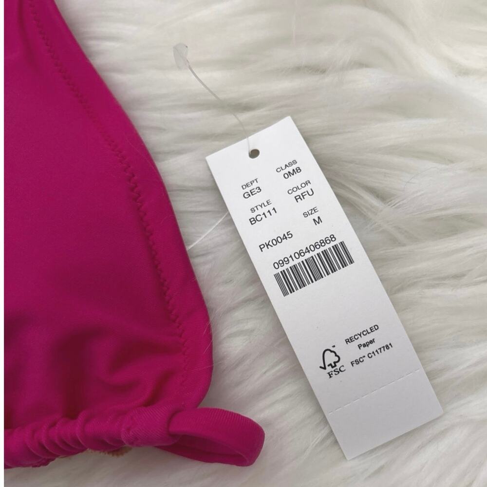 J. Crew NWT Heritage Triangle Bikini Top Radiant Fuschia Size Medium - Picture 5 of 7